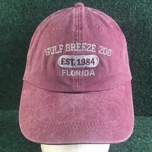 Gulf Breeze Zoo Florida Red Maroon Adjustable Strapback Hat Unisex 100% Cotton
